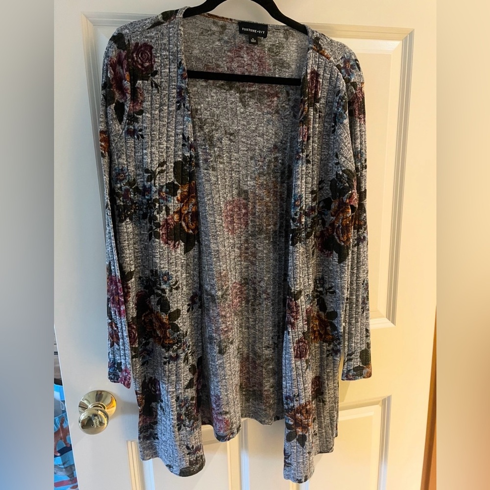 Floral Open-Front Cardigan Sweater